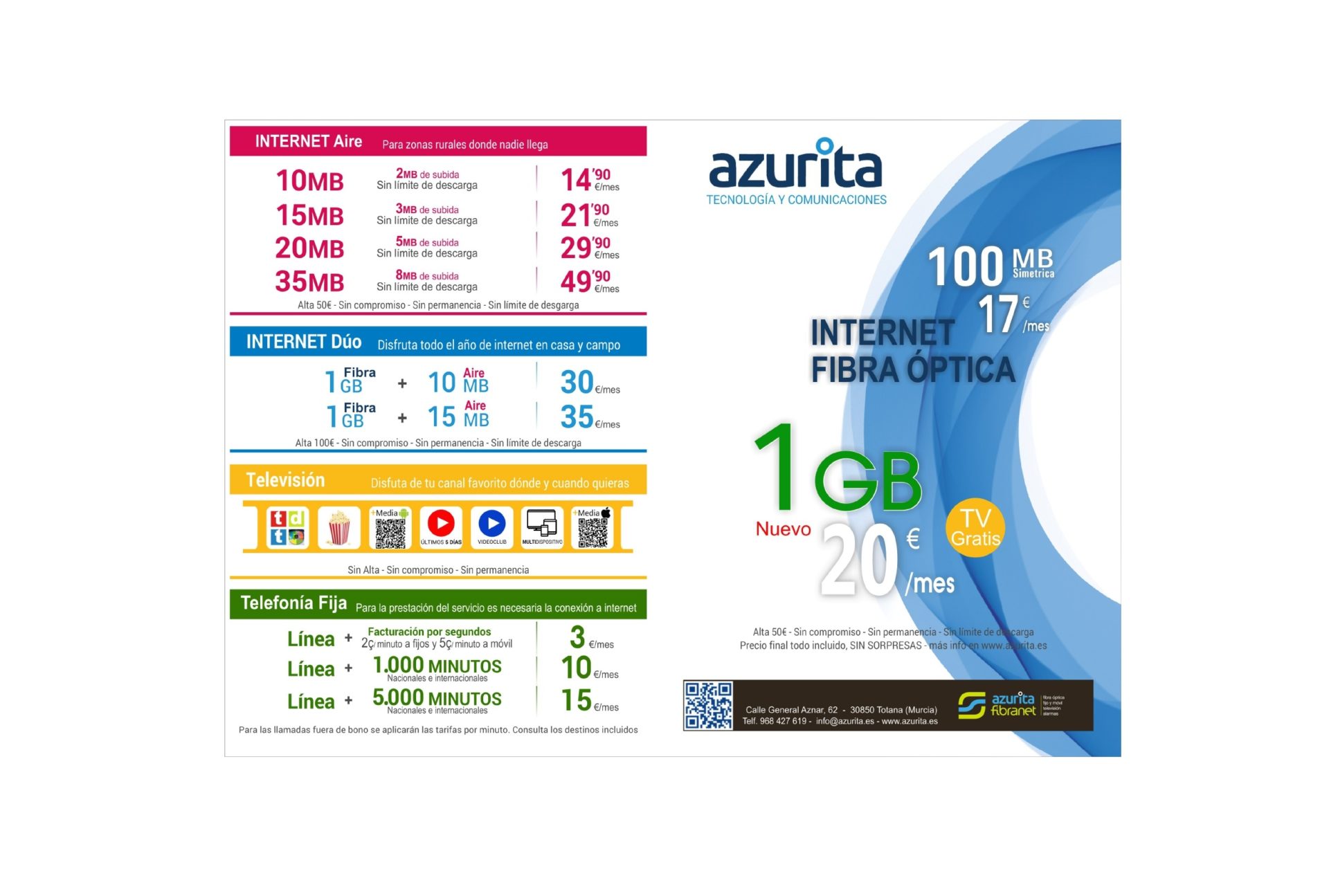 tarifas internet octubre 2021